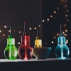Világító LED-es party pohár - papír szívószállal - izzókörte, színes - 400 ml