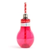 Világító LED-es party pohár - papír szívószállal - izzókörte, színes - 400 ml
