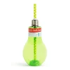 Világító LED-es party pohár - papír szívószállal - izzókörte, színes - 400 ml