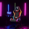 RGB LED-es gamer szék - karfával, párnával - fekete / piros
