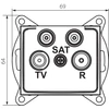 TV-2xSAT, végzáró csatlakozóaljzat DOMO