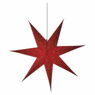 LED-es karácsonyi csillag, papír, piros, 75cm