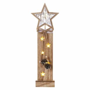 LED dekoráció, fa – csillagok, 48 cm, 2x AA, beltéri, meleg fehér, időzítő