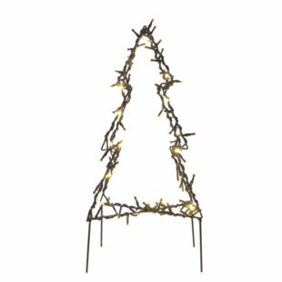LED karácsonyfa, fém, 50 cm, kültéri és beltéri, meleg fehér