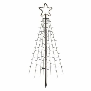 LED karácsonyfa, fém, 180 cm, kültéri és beltéri, hideg fehér, időzítő