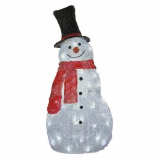 LED karácsonyi hóember, 61 cm, kültéri és beltéri, hideg fehér, időzítő