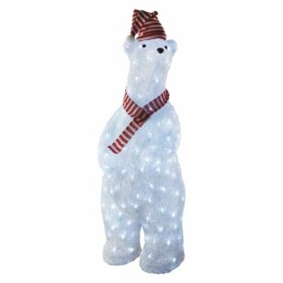 LED karácsonyi medve, 80 cm, kültéri és beltéri, hideg fehér, időzítő