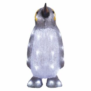 LED dekoráció – világító pingvin, 35 cm, kültéri és beltéri, hideg fehér, időzítő