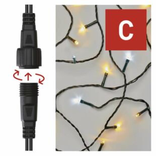 Standard LED sorolható karácsonyi füzér, villogó, 10 m, kültéri, meleg/hideg fehér