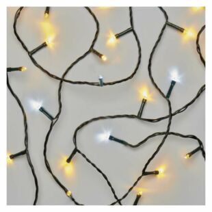 LED karácsonyi fényfüzér, villogó, 18 m, kültéri és beltéri, meleg/hideg fehér, időzítő