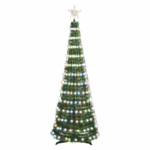 LED karácsonyfa fényfüzérrel és csillaggal, 1,8 m, beltéri, RGB, távirányító, időzítő