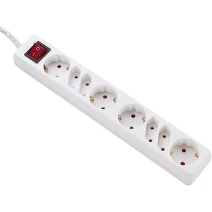 GAO Asztali elosztó 4 Euro+4 földelt dugalj, kapcsolóval, 5m fehér; 250V, 16A, 5.0m, H05VV-F 3x1.5mm² , IP20