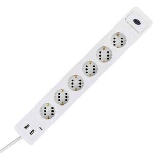 Asztali elosztó "COMBINI" 6-os túlfesz, 3x1.5, 1.4m 2xUSB (2Euro/alj))