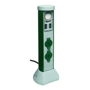 Kerti energiaoszlop 2 dugal, mech. időkapcsval, GreenCraft 5m,IP44