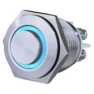 GAO Csengő nyomógomb beépíthető, fém, kék LED fénnyel