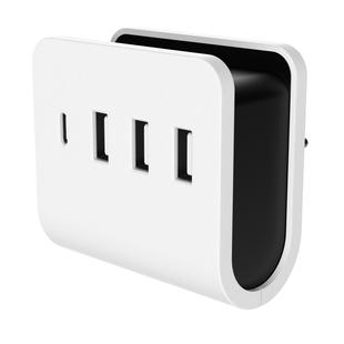 USB 4-es töltőadapter 3xUSB-A+1xC telefontartóval