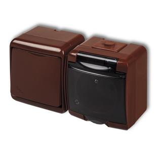 Aquastar földelt dugalj + kapcsoló vízszintes, IP54, barna