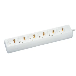 GAO Asztali elosztó 6-os, 1.4m, 3x1.0, fehér ; 250V, 10A, 1.4m, H05VV-F 3x1.0mm² , IP20