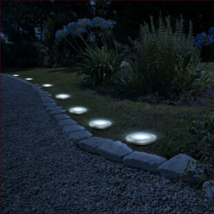 LED-es leszúrható szolár lámpa - kör alakú - hidegfehér - 11 cm
