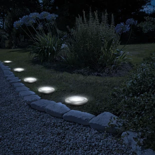 LED-es leszúrható szolár lámpa - kör alakú - melegfehér - 12 cm
