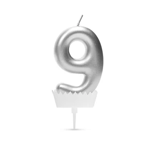 Tortagyertya szám  6 x 3 cm "9" - ezüst