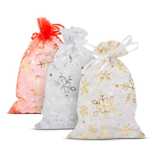 Organza ajándéktasak - 3 féle - 10 x 15 cm - 12 db / csomag
