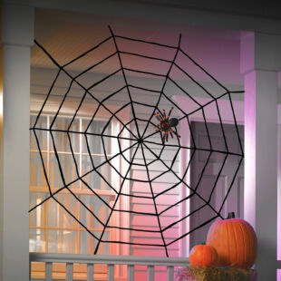 Plüss pókháló - halloween-i dekoráció - 200 cm - fekete