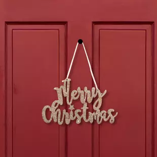 Karácsonyi dekoráció - "Merry Christmas" felirat - 20 x 12 cm - arany