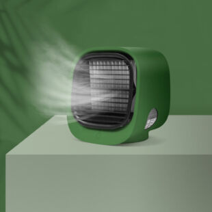 Hordozható mini léghűtő ventilátor - USB - zöld