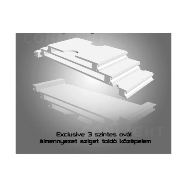 Exclusive 3 szintes ovál álmennyezet sziget középelem 150cm x 50cm x 24cm