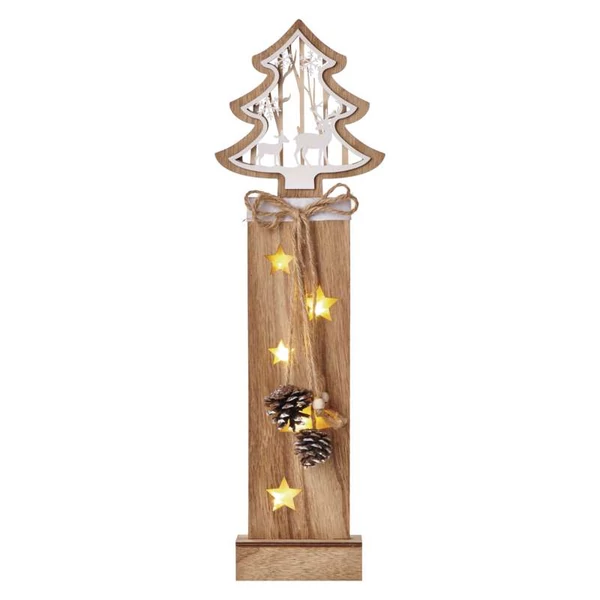 Led Karácsonyfa Fából, 48 Cm, 2X Aa, Beltéri, Meleg Fehér, Időzítő