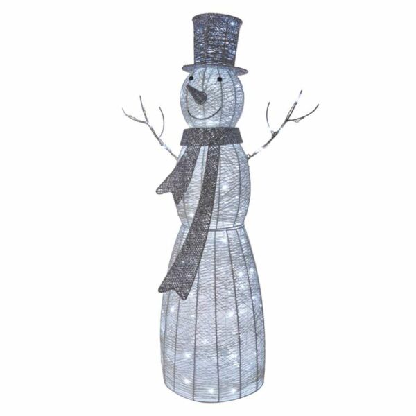 LED karácsonyi hóember, rattan, 124 cm, beltéri, hideg fehér, időzítő