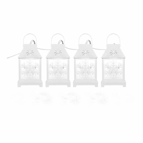LED karácsonyi girland – fehér lámpák hópelyhekkel, hideg fehér