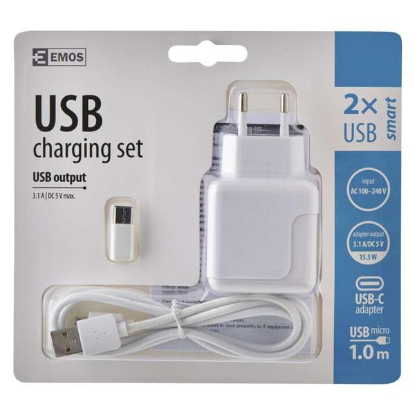 Emos UNIVERZÁLIS USB TÖLTŐ 3.1A+MICRO USB KÁBEL+ÁTALAKÍTÓ Vásárlás: Emos UNIVERZÁLIS USB TÖLTŐ 3, 1 A (15, 5 W) max