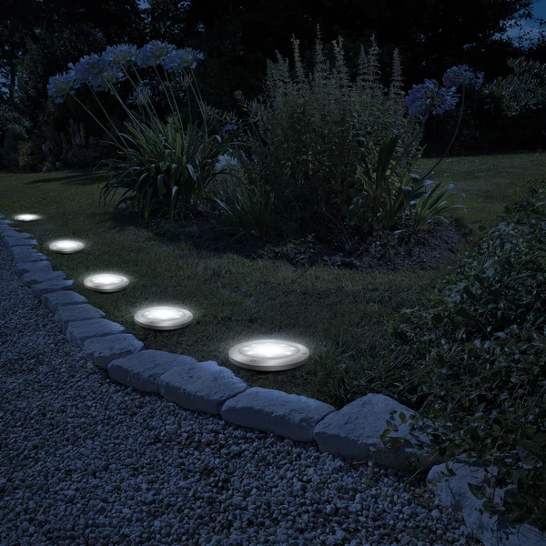 LED-es leszúrható szolár lámpa - kör alakú - melegfehér - 12 cm