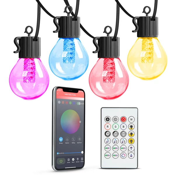 Smart fényfüzér - 25 db RGB LED - 7,5 m - bluetooth + APP, 100-240V, 7W