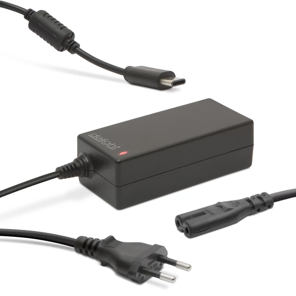 Univerzális USB Type-C laptop / notebook töltő adapter tápkábellel (Delight 55370)