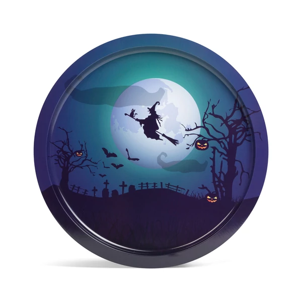 Halloween-i tálca - boszorkány - fém  - 31 cm