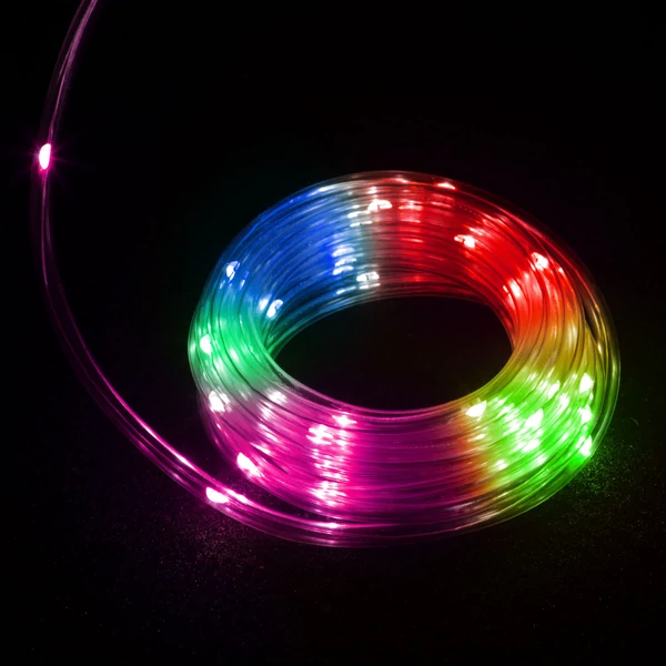 LED fénykábel - 50 LED - 5 méter - színes - 3 x AA - IP44