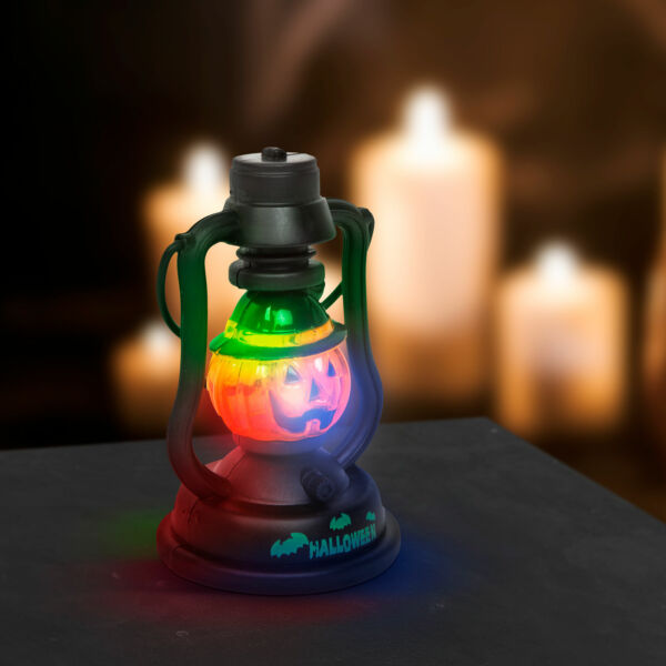 Halloween-i LED lámpa kacagás hangeffekttel - tök - elemes