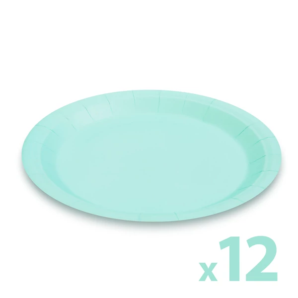 Papírtányér szett - kék- 23 cm - 12 db / csomag