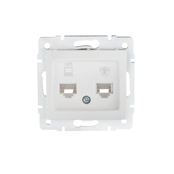 Számítógép és telefoncsatlakozó aljzat (RJ45 Cat 6+RJ11) DOMO