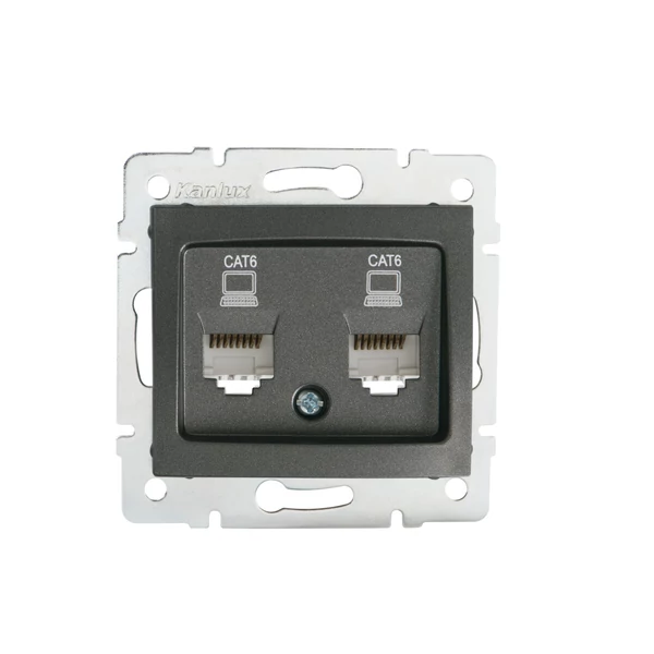 Dupla, független számítógép-csatlakozó (2x RJ45Cat 6 Jack) DOMO